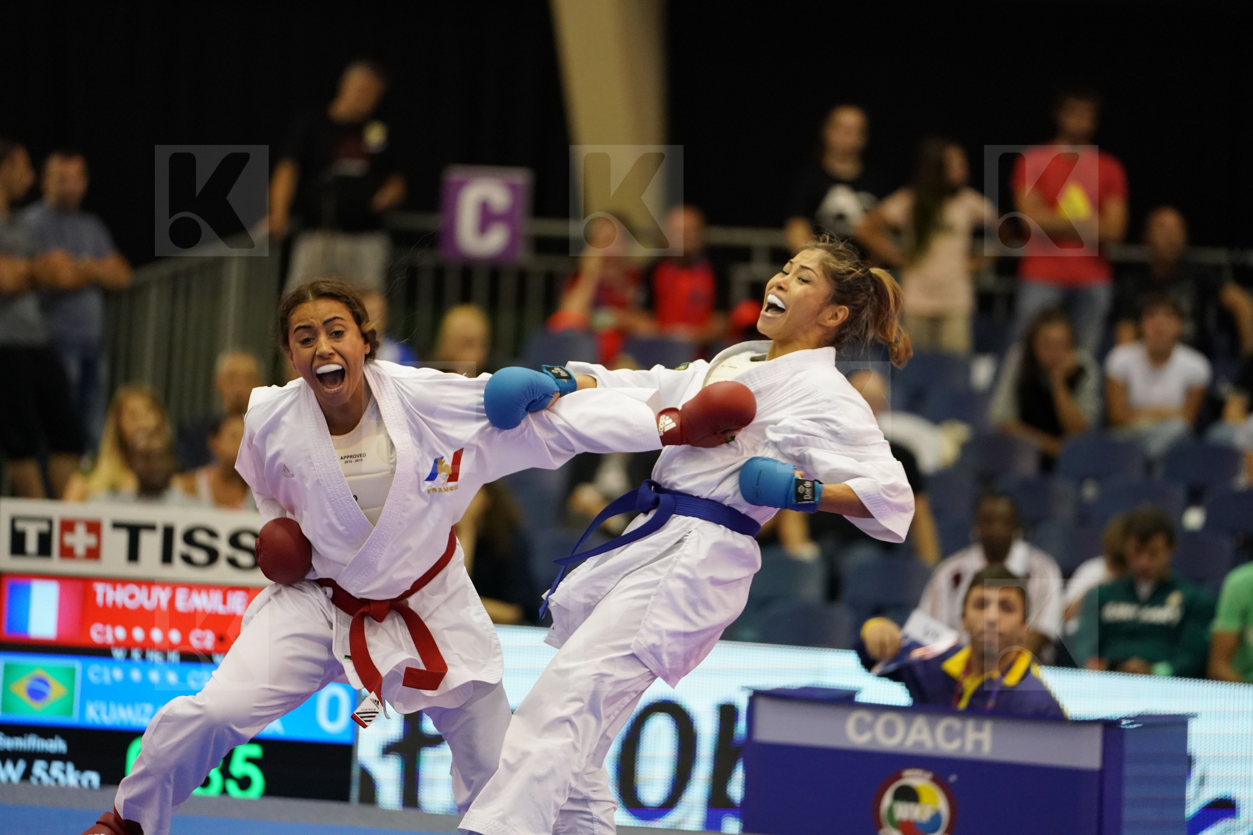 Brazil Female Kumite -55kg France Kumizaki Valeria Thouy Emilie